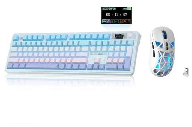 Main image of LINGBAO K108 Pro And Mouse Combo, Tri-Mode 2.4GHz/BT/Wired USB Rechargeable Creamy Keyboard with Number Pad+ SM802 Wireless Gaming Mouse,24,000 DPI Max68g Lightweight Computer Mouse for Laptop
