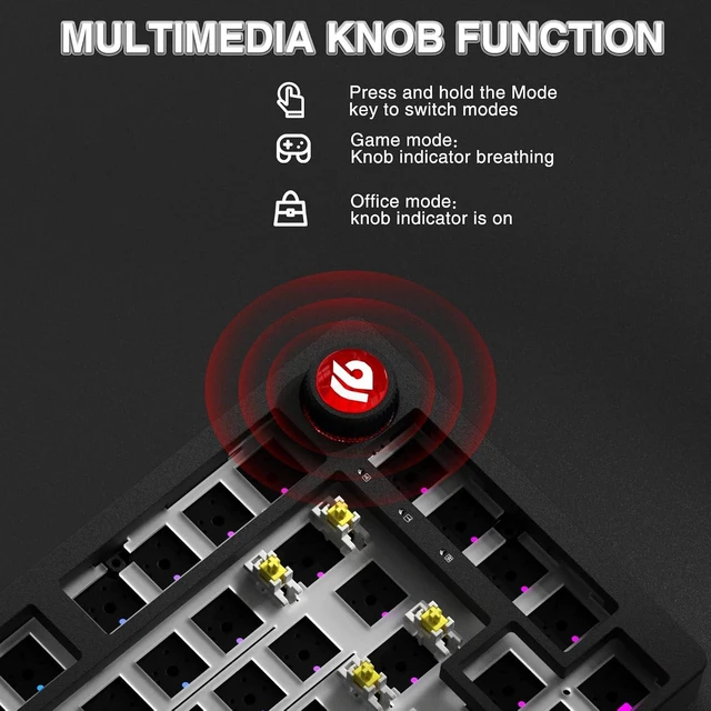 Alt view image 7 of 7 - LEOBOG Hi75C Upgraded Wired Mechanical Keyboard Kit Aluminum Alloy 75%