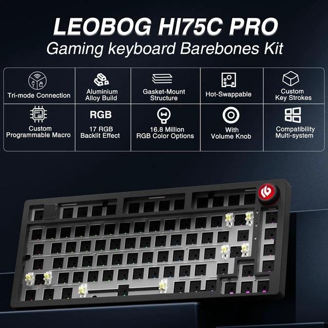 Alt view image 2 of 7 - LEOBOG Hi75C Pro Wireless Mechanical Keyboard Kit Aluminum Alloy 75%