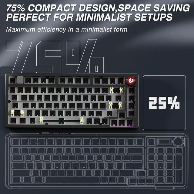 Alt view image 4 of 7 - LEOBOG Hi75C Pro Wireless Mechanical Keyboard Kit Aluminum Alloy 75%