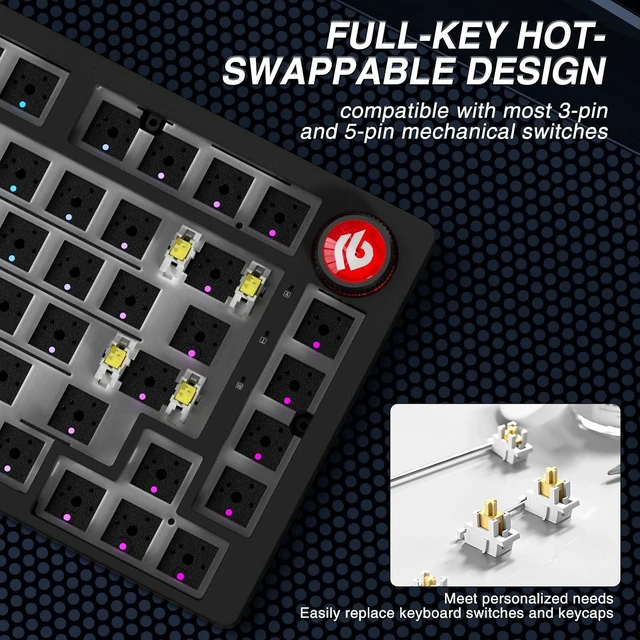 Alt view image 6 of 7 - LEOBOG Hi75C Pro Wireless Mechanical Keyboard Kit Aluminum Alloy 75%