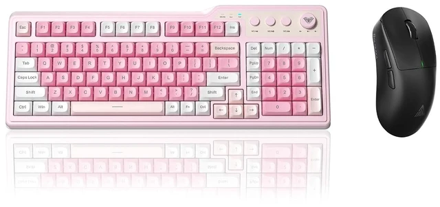 Main image of Aula F3099 Wireless Keyboard with Media Knob RGB Backlit Gaming Keyboard + SOLAKAKA SM850 - Wireless Gaming Mouse - Programmable Buttons,24000 DPI AdjustablePC Gaming & Office Mice for Win/Mac/Linux