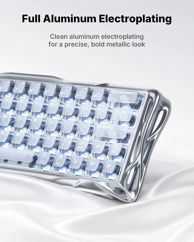Alt view image 3 of 7 - Mercury V60 Pro 60% HE Magnetic Keyboard (Silver Frost)