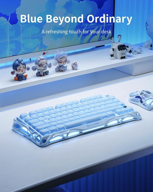 Alt view image 4 of 7 - Mercury K1 Keyboard & M1 Pro Mouse & Mouse Pad - Ice Blue