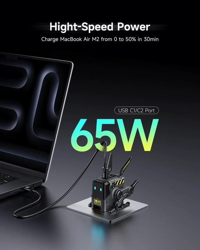Alt view image 2 of 7 - 65W GaN Robot USB-C Charger with 3 Ports