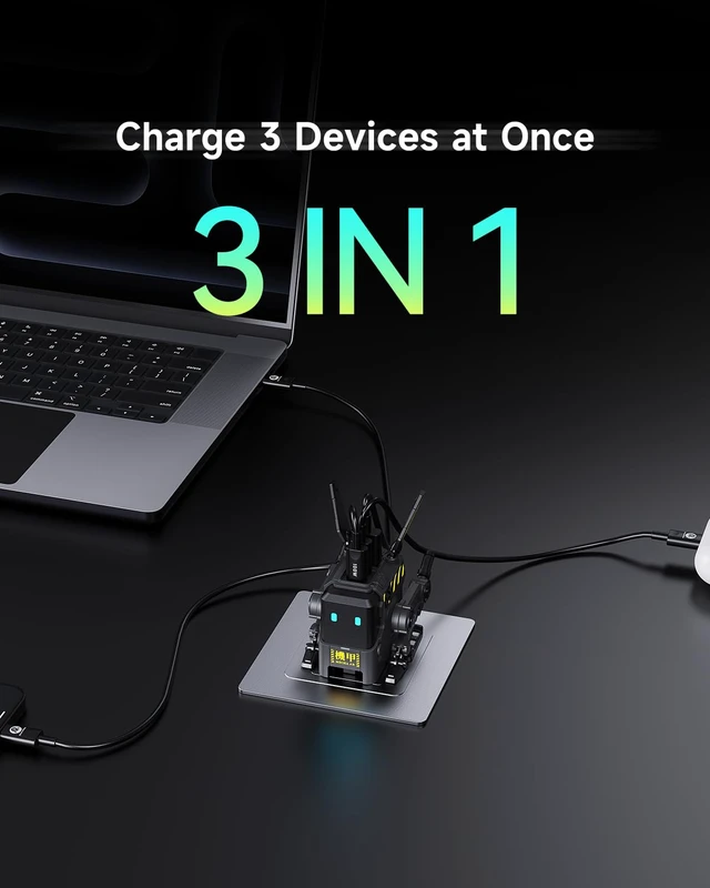 Alt view image 3 of 7 - 65W GaN Robot USB-C Charger with 3 Ports