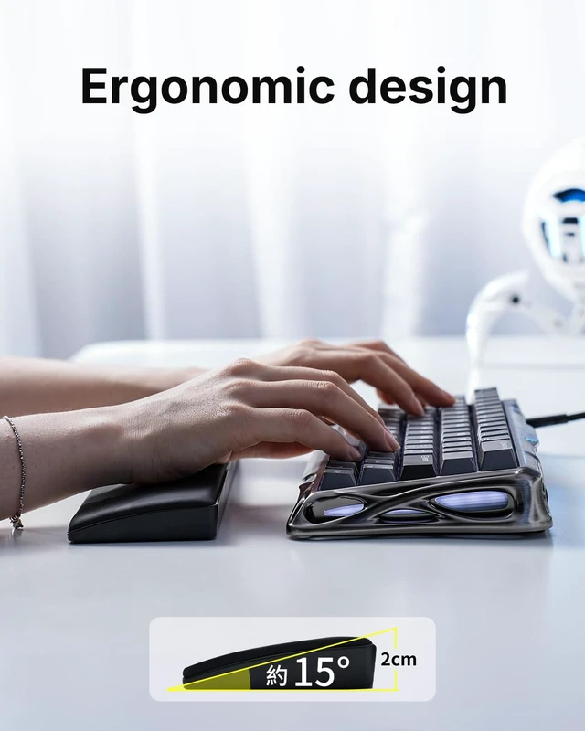 Alt view image 3 of 7 - 60% Keyboard Wrist Rest Pad, 32.7 * 72.5 * 20mm / 12.9 * 2.85 * 0.79 inch, Compatible Mercury V60 Series and Other 60% Keyboards - Black