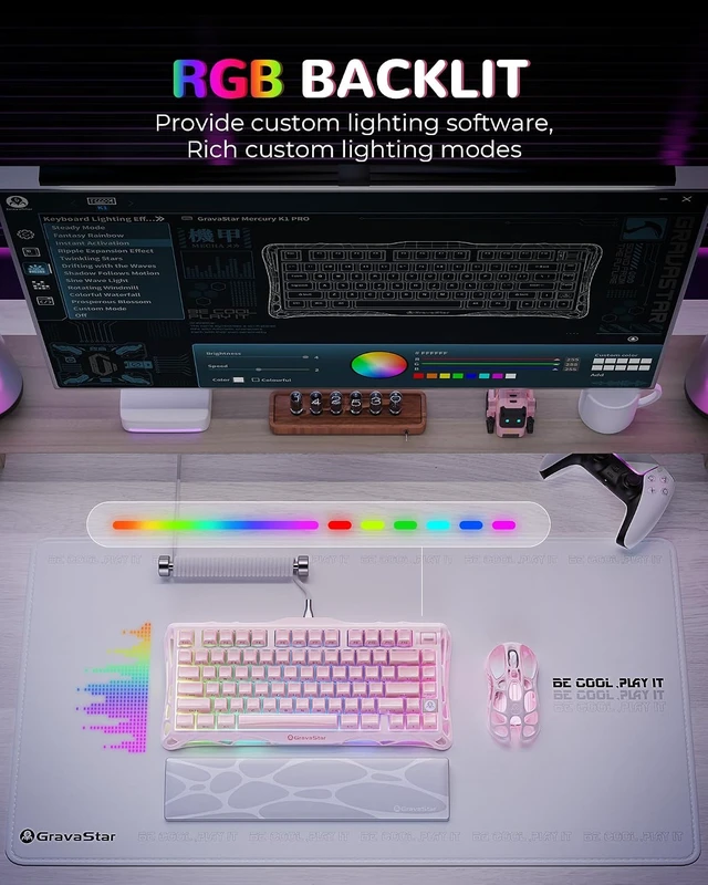Alt view image 6 of 7 - Mercury K1 75% Wireless Mechanical Gaming Keyboard RGB Backlit