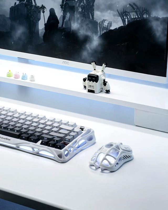 Alt view image 3 of 7 - Mercury K1 Lite Keyboard Crystal Aurora & M2 Mouse Opaline White