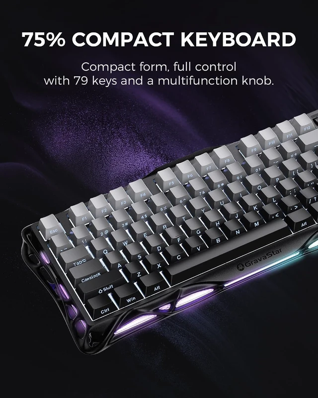 Alt view image 4 of 7 - Mercury K1 75% Wireless Mechanical Gaming Keyboard RGB Backlit