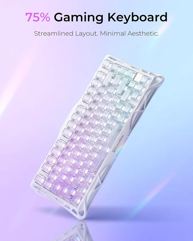 Alt view image 4 of 7 - Mercury K1 Lite Keyboard Crystal Aurora & M2 Mouse Opaline White