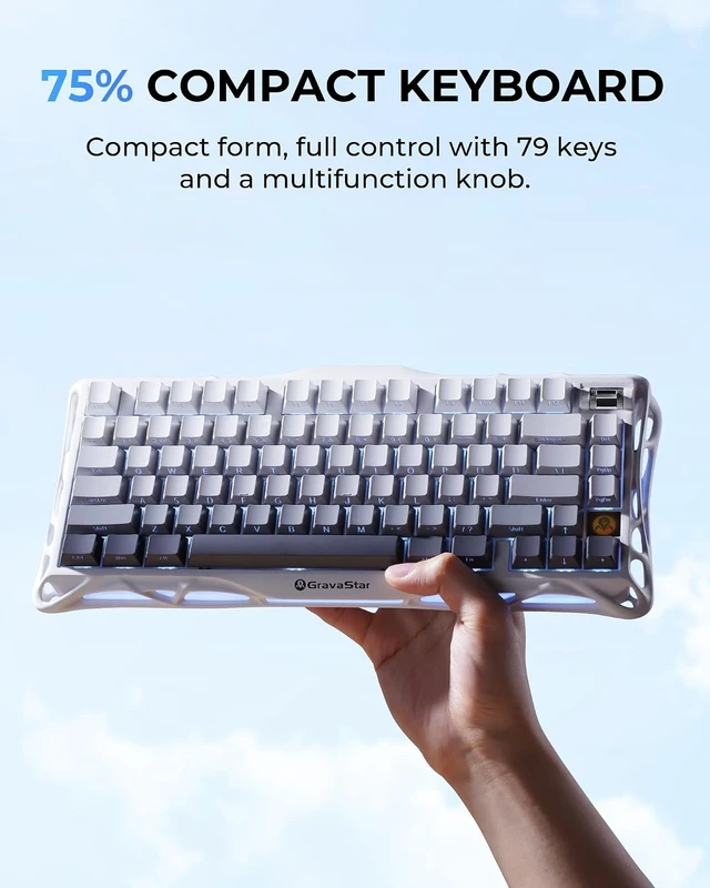 Alt view image 3 of 7 - Mercury K1 75% Wireless Mechanical Gaming Keyboard RGB Backlit