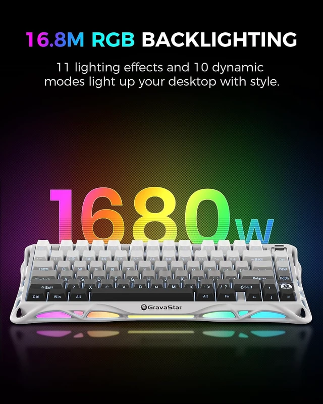 Alt view image 5 of 7 - Mercury K1 75% Wireless Mechanical Gaming Keyboard RGB Backlit