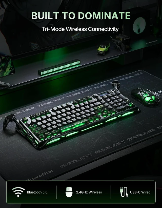 Alt view image 3 of 7 - Mercury K98 Pro 98 Keys Wireless Mechanical Gaming Keyboard