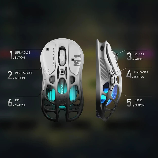Alt view image 5 of 6 - Mercury M1 Pro Tri-Mode Wireless Gaming Mouse, 209H Battery Life