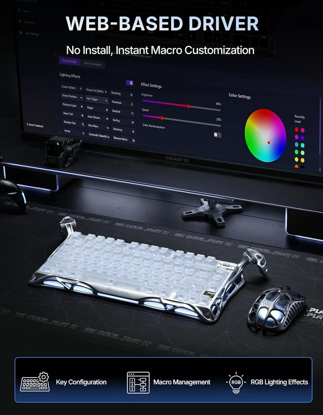 Alt view image 4 of 7 - Mercury K1 Pro 75% Wireless Mechanical Gaming Keyboard, Hot-Swap
