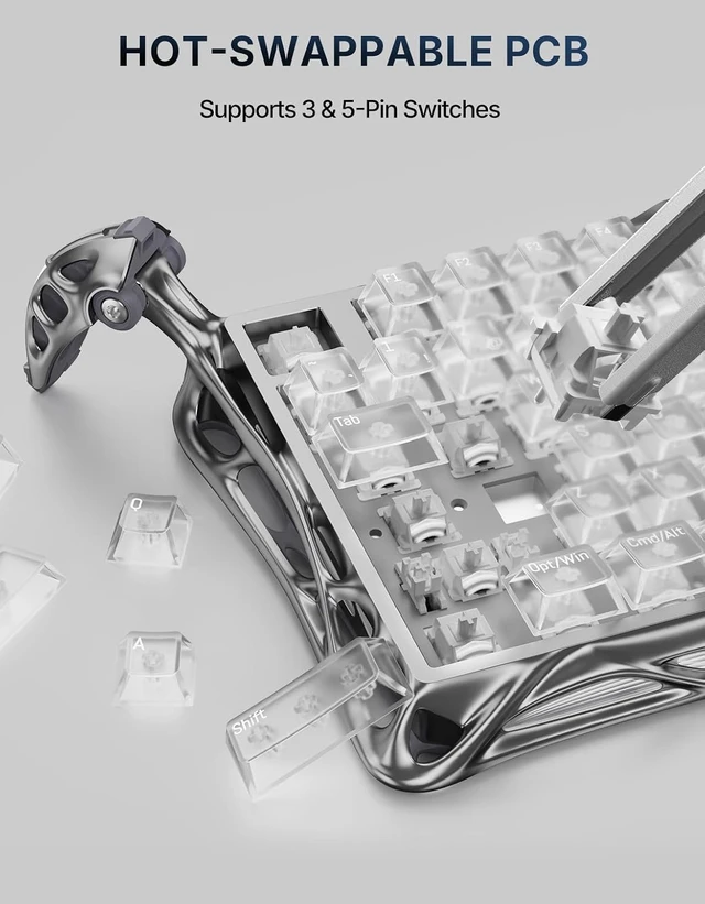 Alt view image 7 of 7 - Mercury K1 Pro 75% Wireless Mechanical Gaming Keyboard, Hot-Swap