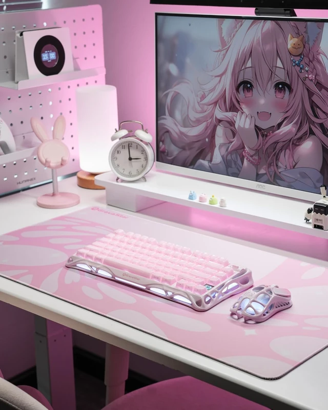 Alt view image 2 of 7 - Mercury K1 Keyboard & M1 Pro Mouse & Mouse Pad - Sakura Pink