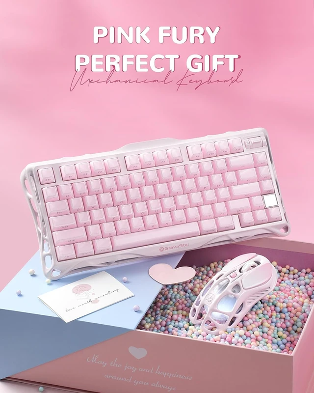 Alt view image 2 of 7 - Mercury K1 Keyboard & M1 Pro Mouse - Sakura Pink