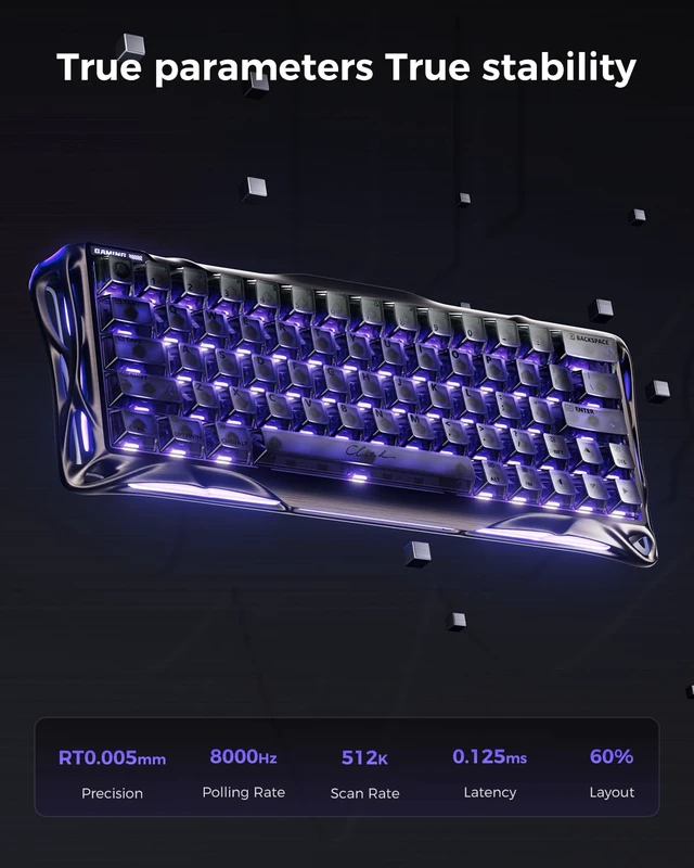 Alt view image 2 of 7 - Mercury V60 Pro 60% HE Magnetic Keyboard (Gunmetal Smoke)