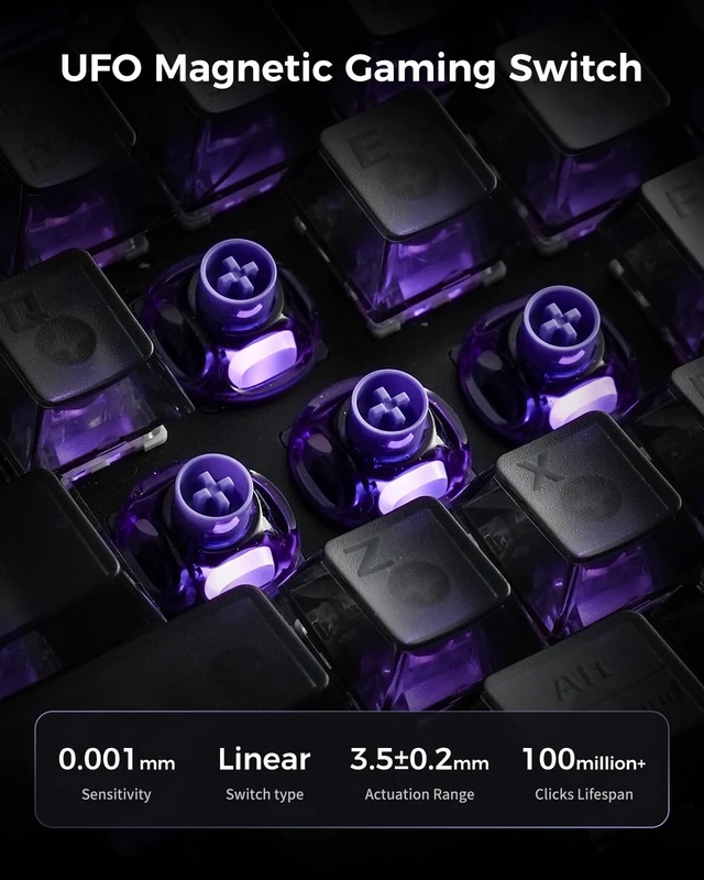 Alt view image 4 of 7 - Mercury V60 Pro 60% HE Magnetic Keyboard (Gunmetal Smoke)