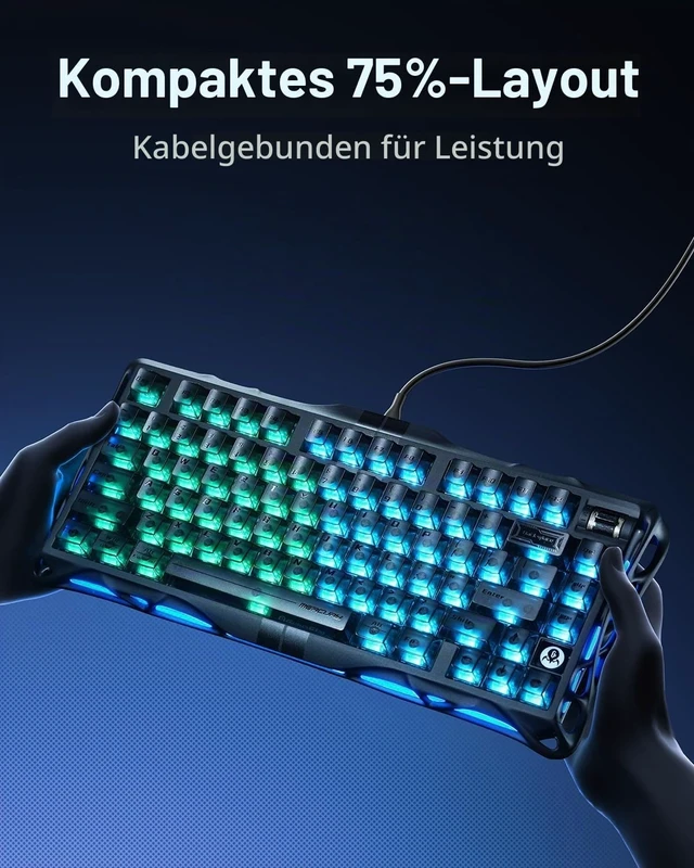 Alt view image 6 of 7 - Mercury V75 Hall Effect Gaming Keyboard, 8000Hz Polling Rate