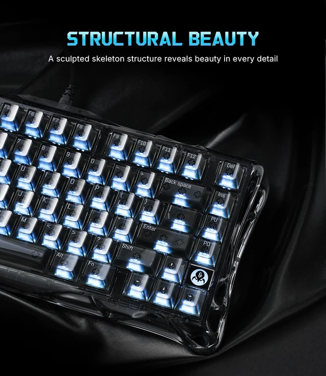 Alt view image 3 of 7 - Mercury V75 Hall Effect Gaming Keyboard (Onyx Crystal, RT 0.01mm)