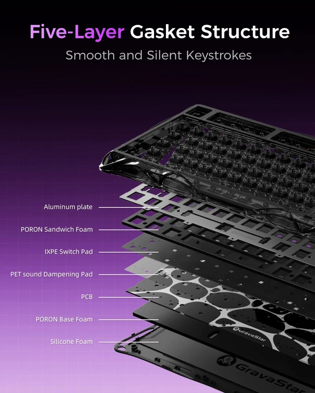 Alt view image 7 of 7 - Mercury V75 Lite Hall Effect Gaming Keyboard, RGB Backlit