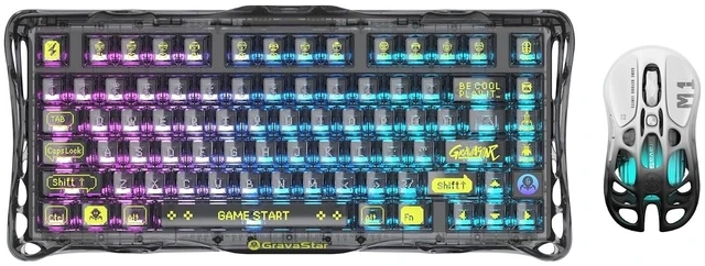 Main image of Mercury K1 Lite 75% Mechanical Keyboard Transparent Black and Mercury M1 Pro Wireless Gaming Mouse Gradient Black