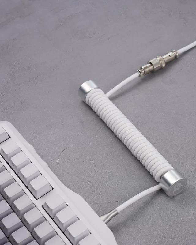 Alt view image 2 of 6 - Coiled Aviator USB Cable, Suitable Mechanical Keyboard - White