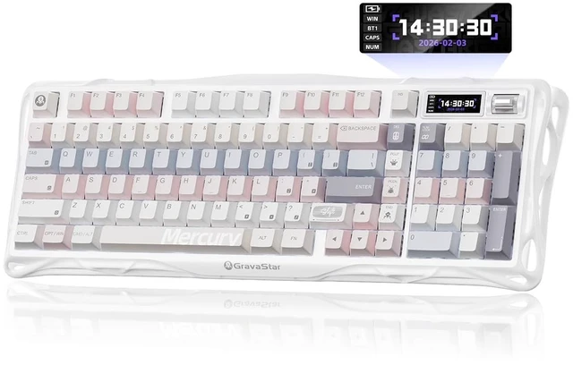 Main image of Mercury K98 98-Key Wireless Mechanical Keyboard, Silent, Pink RGB