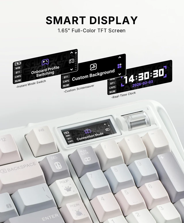 Alt view image 3 of 7 - Mercury K98 98-Key Wireless Mechanical Keyboard, Silent, Pink RGB