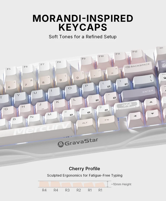 Alt view image 4 of 7 - Mercury K98 98-Key Wireless Mechanical Keyboard, Silent, Pink RGB