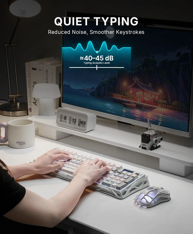 Alt view image 5 of 7 - Mercury K98 98-Key Wireless Mechanical Keyboard, Silent, Pink RGB