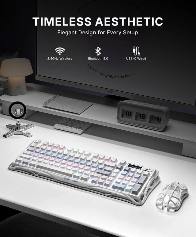 Alt view image 2 of 7 - Mercury K98 98-Key Wireless Mechanical Keyboard, Silent, Pink RGB