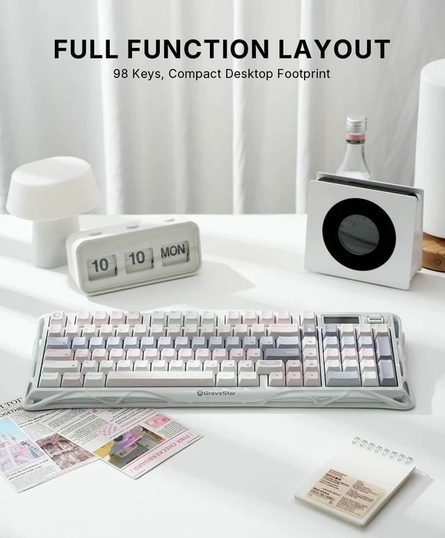 Alt view image 6 of 7 - Mercury K98 98-Key Wireless Mechanical Keyboard, Silent, Pink RGB