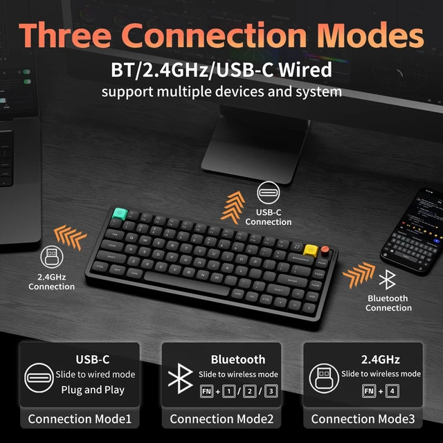 Alt view image 2 of 7 - Air75 V3 Wireless Mechanical Keyboard with Multi-Function Knob