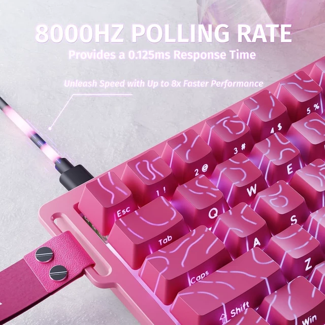 Alt view image 5 of 7 - X68HE RT Mechanical Gaming Keyboard 60% Wired TKL-Rose Contour