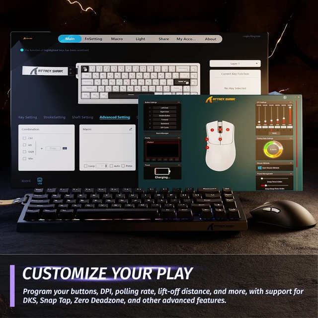 Alt view image 5 of 7 - X68 HE 60% Wired RT 8K Keyboard and Wireless R1 Mouse-Black