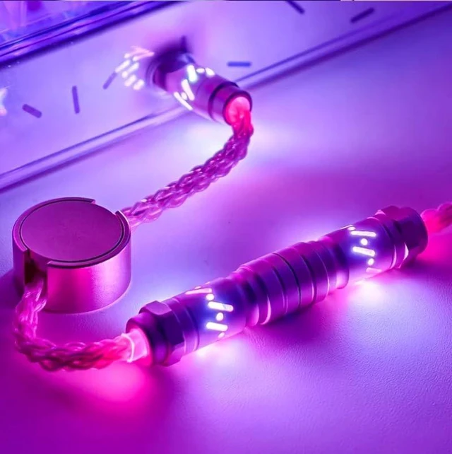 Alt view image 2 of 7 - C07 Custom Braided Aviator Cable with Light Up RGB-Purple