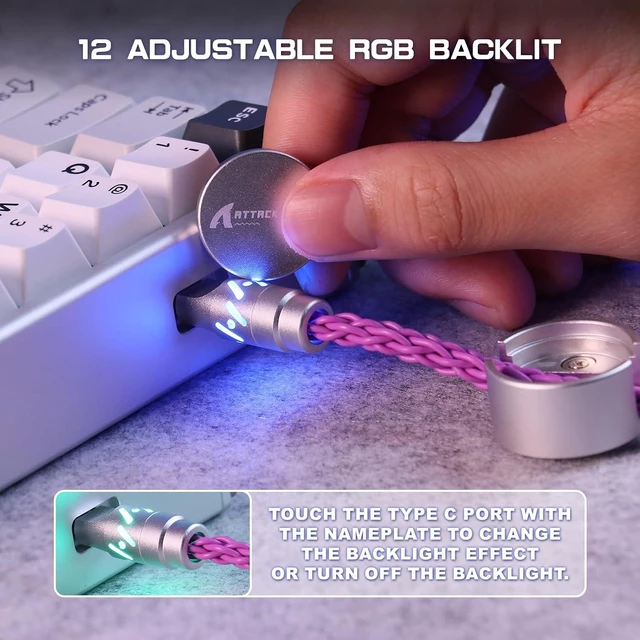 Alt view image 3 of 7 - C07 Custom Braided Aviator Cable with Light Up RGB-Purple