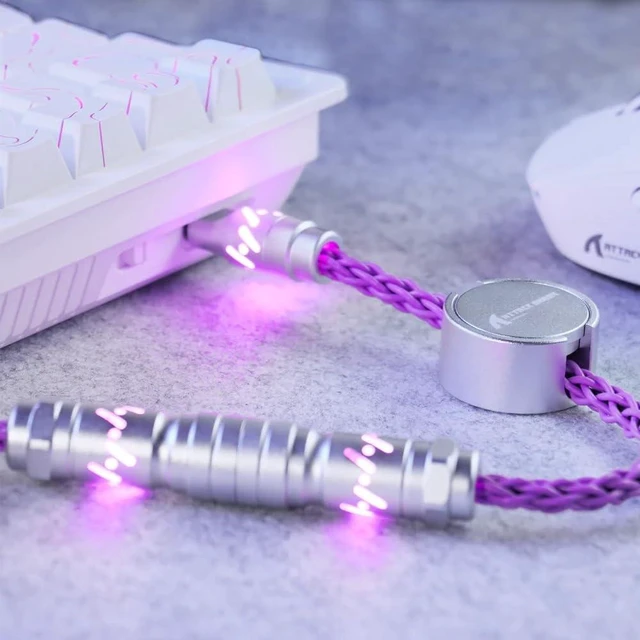 Alt view image 7 of 7 - C07 Custom Braided Aviator Cable with Light Up RGB-Purple