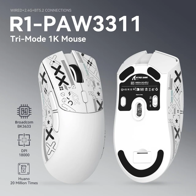 Alt view image 7 of 7 - X68HE 60% Wired RT 8K Keyboard+Wireless R1 Mouse-White Contour