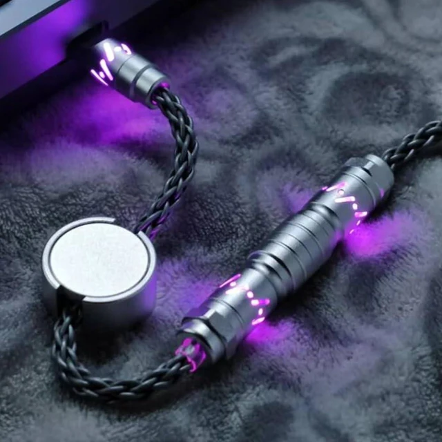 Alt view image 5 of 7 - C07 Custom Braided Aviator Cable with Light Up RGB-Gray