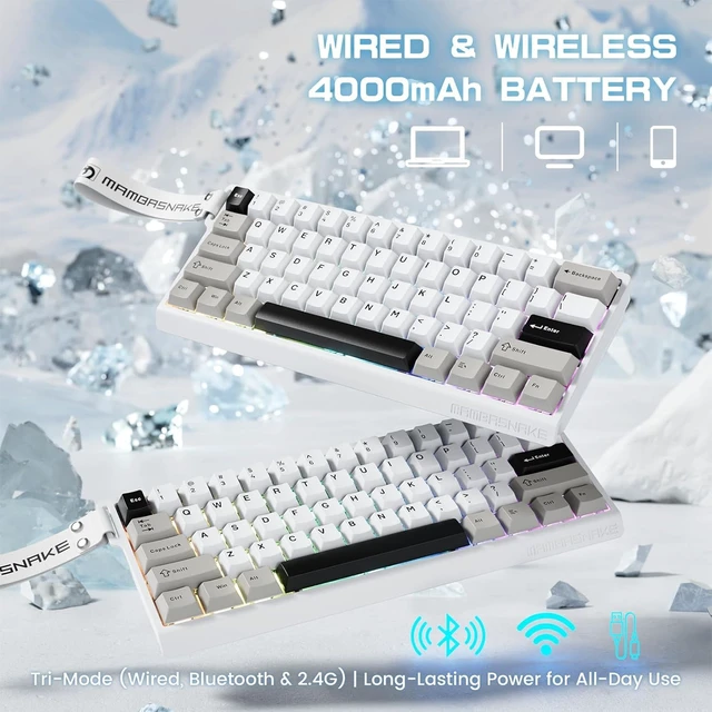 Alt view image 7 of 7 - MAMBASNAKE X60HE Wireless 8K Mechanical Keyboard-White+8Keycap