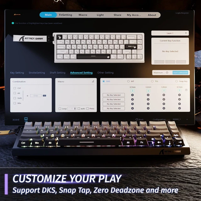 Alt view image 5 of 7 - X68HE 60% Wired RT 8K Keyboard and Wireless R1 Mouse-Moonlight