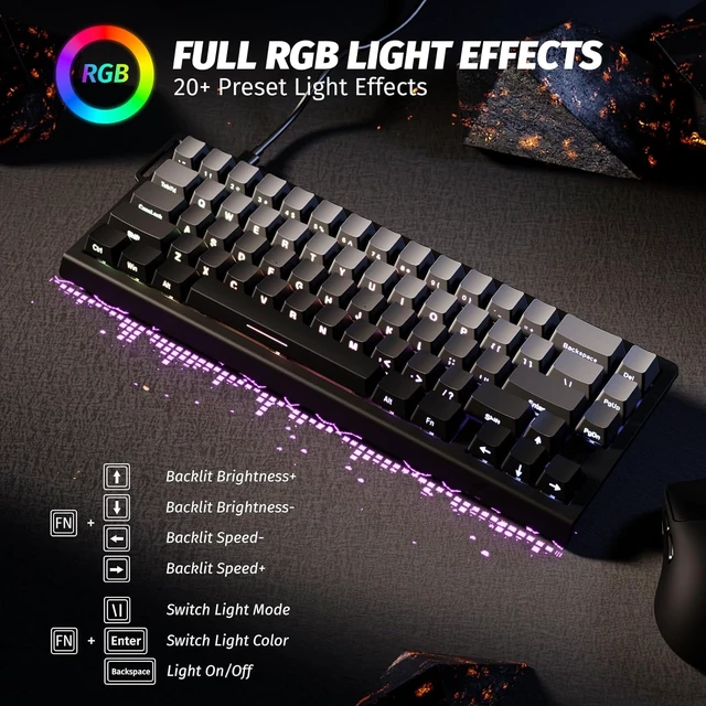 Alt view image 6 of 7 - X68HE 60% Wired RT 8K Keyboard and Wireless R1 Mouse-Moonlight