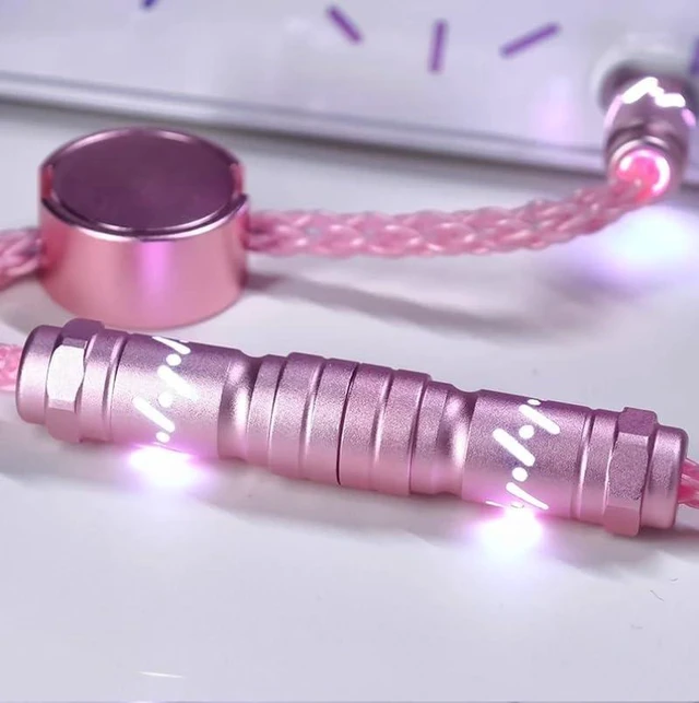 Alt view image 7 of 7 - C07 Custom Braided Aviator Cable with Light Up RGB-Pink