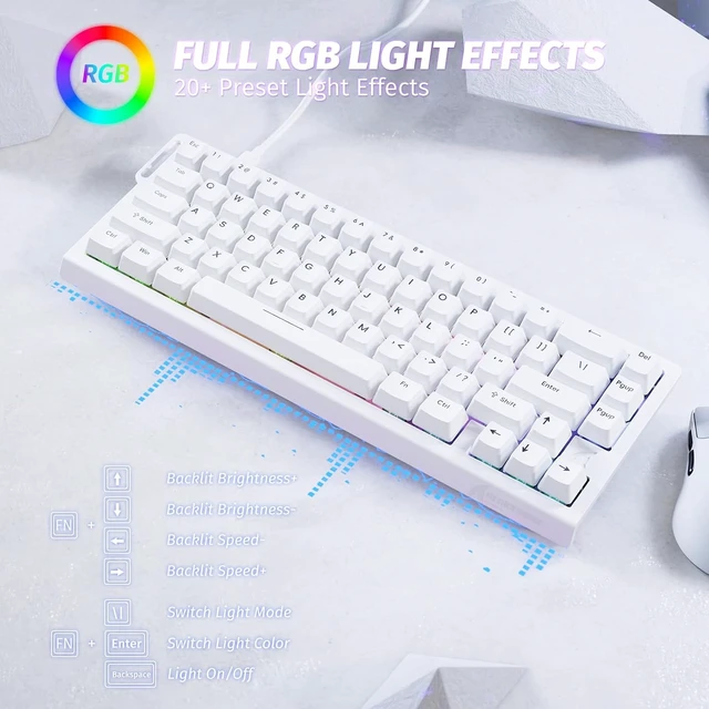 Alt view image 7 of 7 - X68 HE RT Mechanical Gaming Keyboard 60% Wired TKL-White