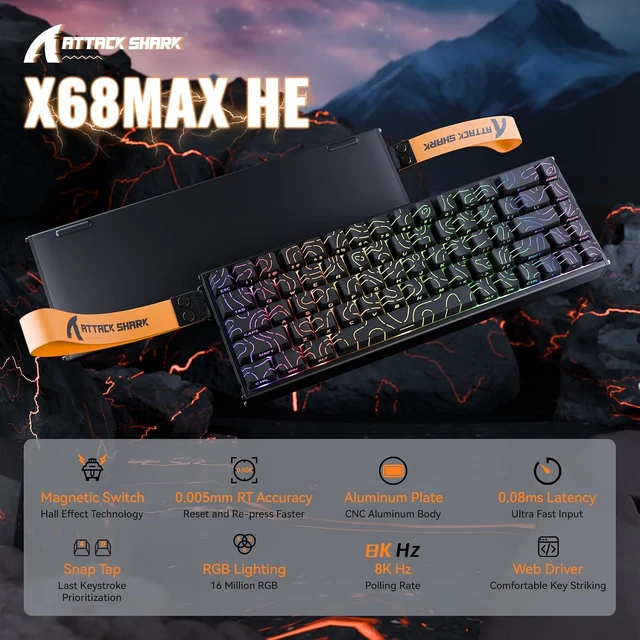 Alt view image 2 of 7 - X68MAX HE Wired RT RGB Mechanical Gaming Keyboard-BlackContour